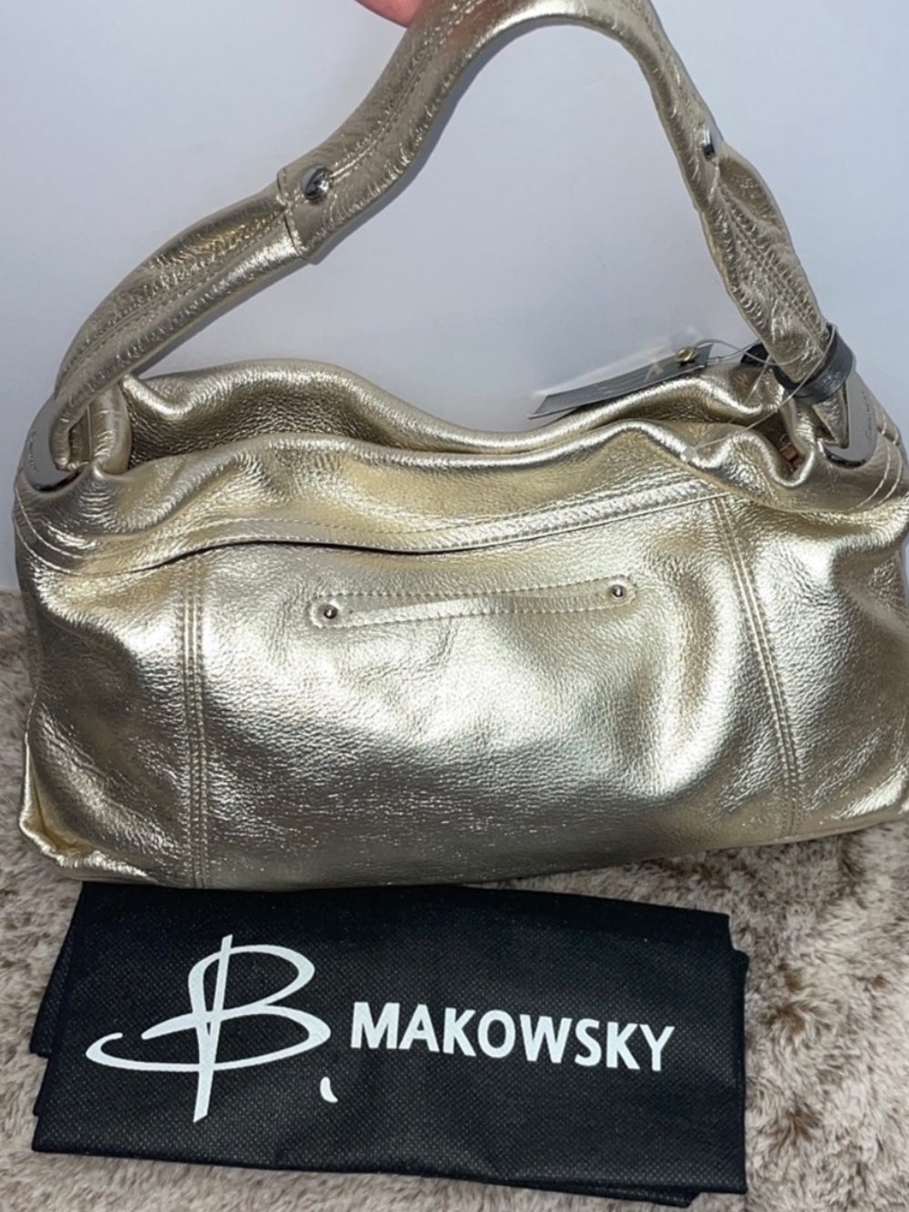 b. makowsky Metallic Gold Hobo Shoulder Bag - Picture 2 of 5